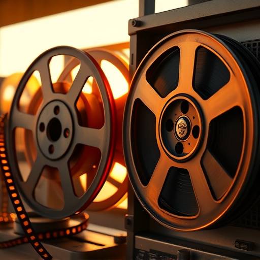 Film reels and digital storage devices, representing film distribution options.
