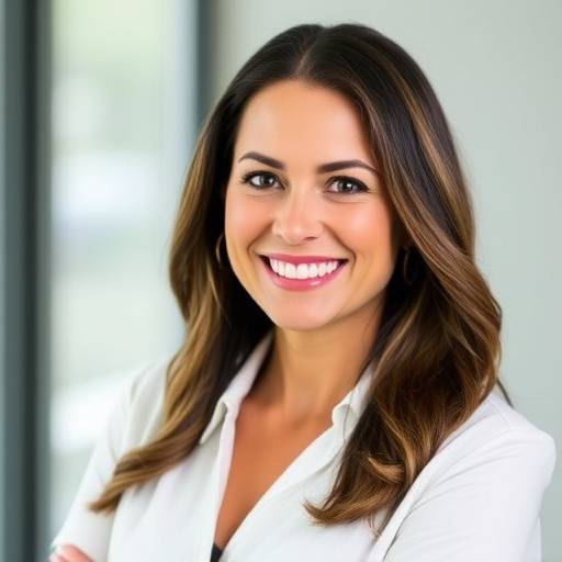 Portrait of Amelia Stone, CEO of Starlight Productions, smiling confidently.