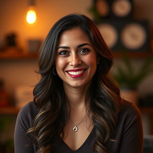 Portrait of Maria Rodriguez, Head of Post-Production at Starlight Productions, smiling warmly.